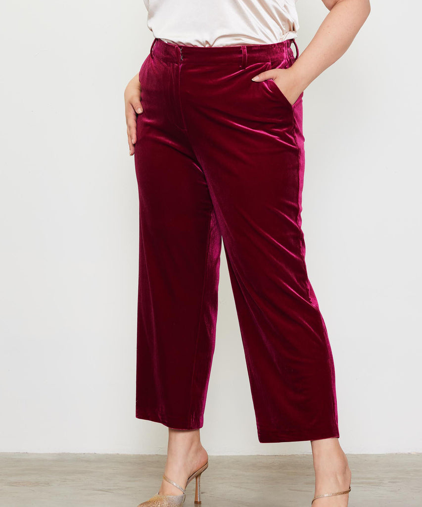 Curvy Velvet Pants Black Deep Cherry Or Ocean Blue She She Boutique