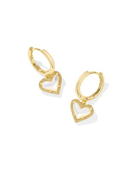 Kendra Scott Ari Heart Huggie Earrings - Gold/Ivory Mother of Pearl