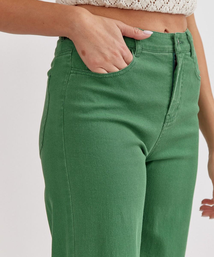 High Waisted Wide Leg Pants - Green