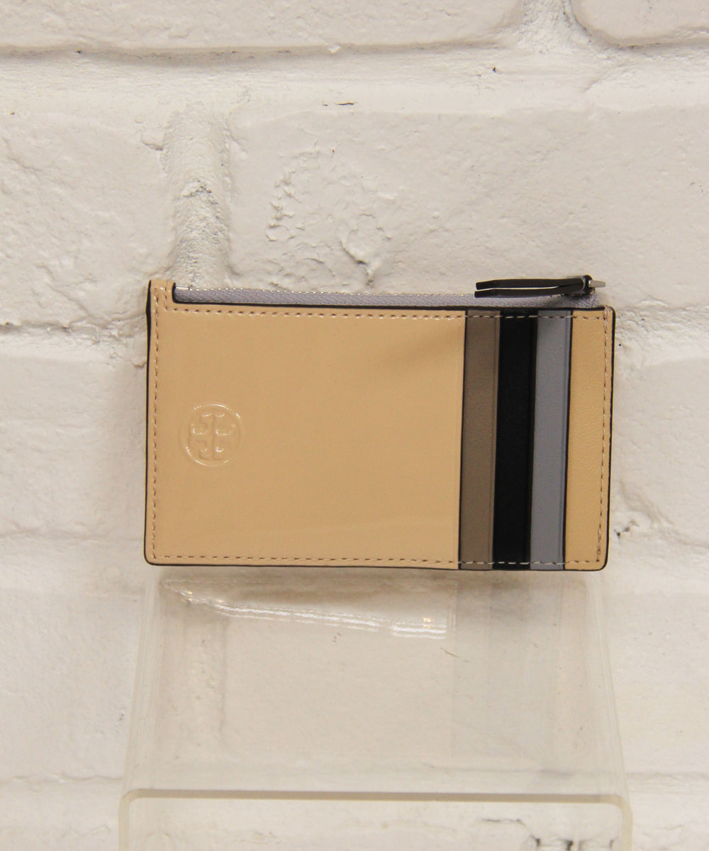 Tory Burch Fleming Soft Zip Card Case - Black/Gold