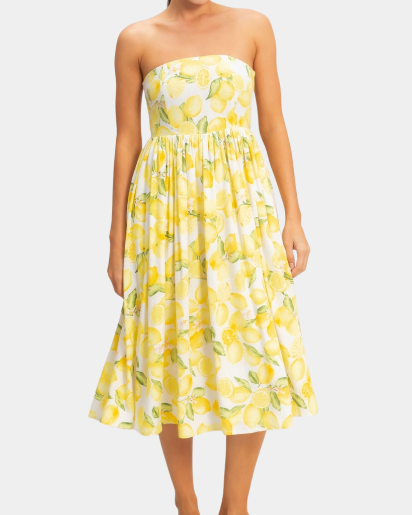 Lemon Print Dress - Yellow