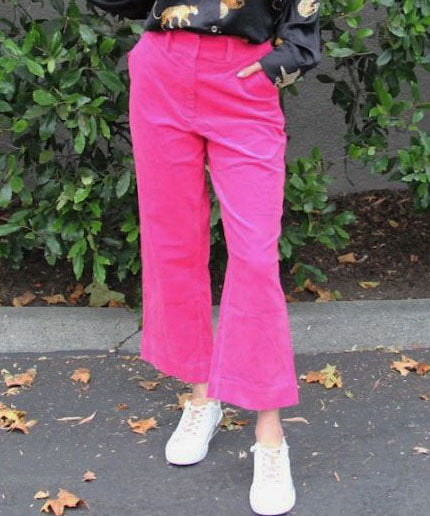 Wide leg clearance pink corduroy pants