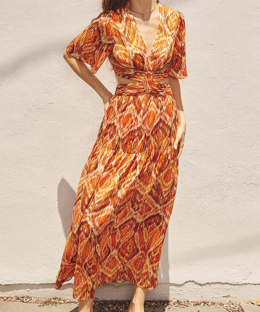 Sunkissed Summer Cutout Floral Maxi Dress