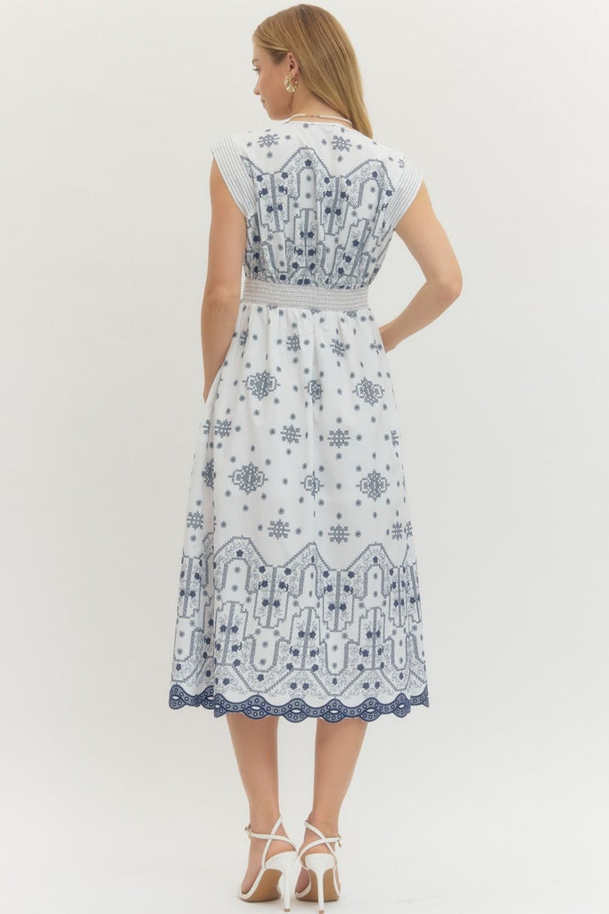 Front Zipper Embroidered Dress - Off White – She She Boutique