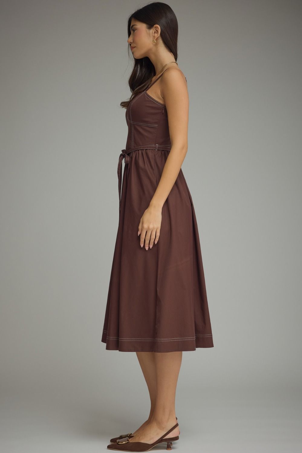 Contrast Stitch Midi Dress