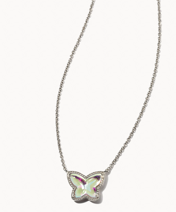 Kendra Scott | Blair Gold Butterfly Small Short Pendant Necklace in White  Crystal