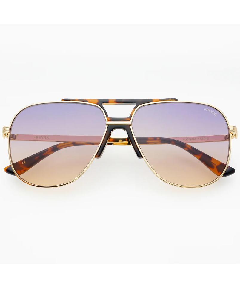 Freyrs Logan Acetate Aviator Sunglasses Gold Blue Sunrise She She Boutique