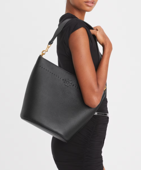 Tory Burch Mcgraw Leather Bucket Bag Black