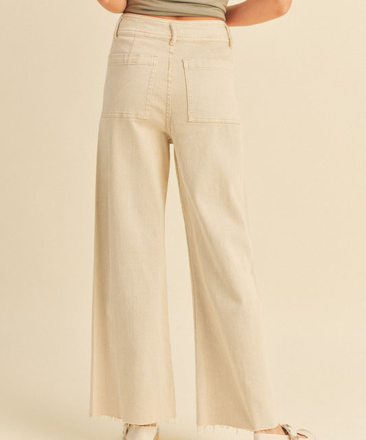 Sailor Cream High Rise Wide-Leg Jeans