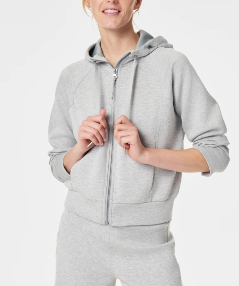 Spanx AirEssentials Full Zip Hoodie Light Heather Grey