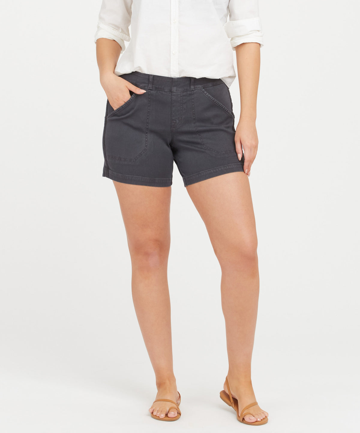 Spanx Stretch Twill Shorts, 6 - Washed Black – She She Boutique