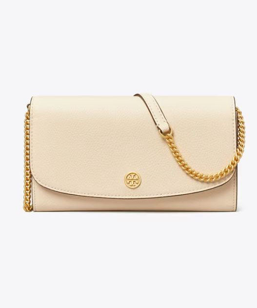 Tory Burch Robinson Chain Wallet in White