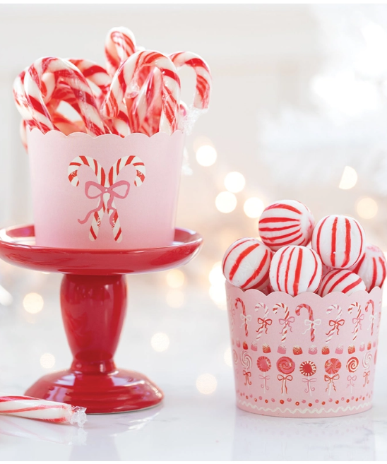 Pink Christmas Baking Cup, Christmas Cupcake Liners, Holiday Baking Supplies,  Pink Christmas Decor, Candy Cane Decor, 50 Cupcake Wrappers 