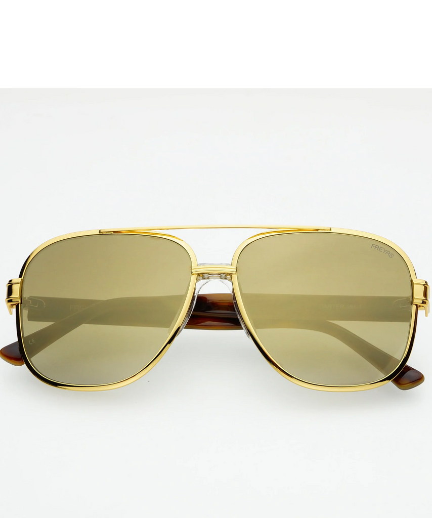 Freyrs Carter Gold Mirror Sunglasses Tortoise/Gold She She Boutique
