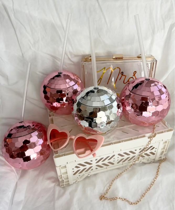 Disco Ball Straws Pink Disco, Silver Disco, Hot Pink Disco 