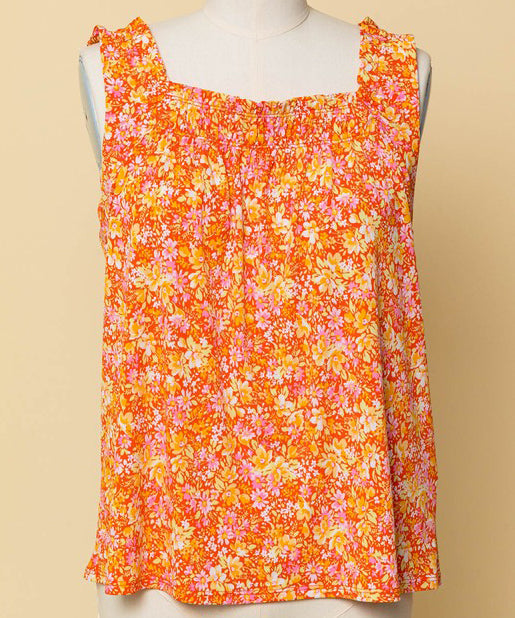 Buy Women Orange Floral Sleeveless Crop Top Online At Best Price 